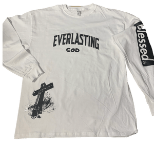 EVERLASTING GOD WHITE/ BLACK Long Sleeve crew neck t-shirt