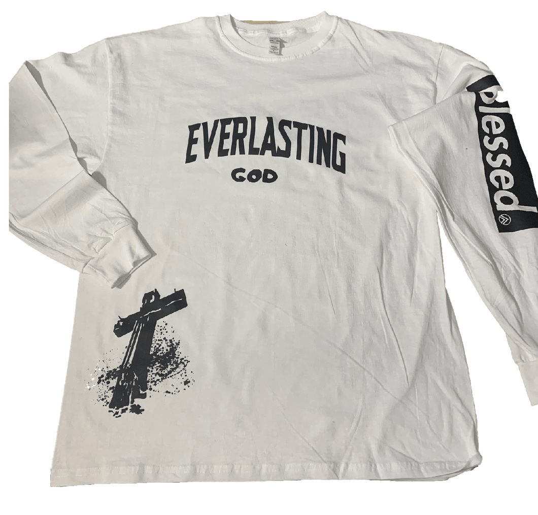 EVERLASTING GOD WHITE/ BLACK Long Sleeve crew neck t-shirt