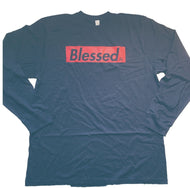 BLESSED Black/RED Long Sleeve crew neck t-shirt
